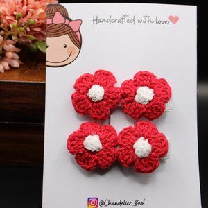 Crochet Flower Hairclips, Toddler Hair Clips, Little Girl Hair Clips, Floral